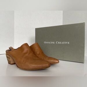 Officine Creative Italy Tan Leather Slingback Mules EU37.5/US7.5